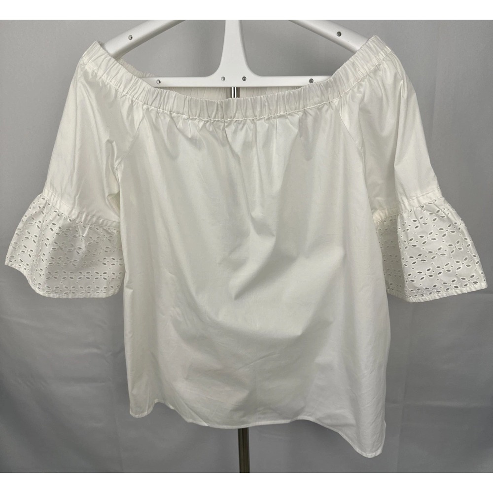 Motherhood Maternity OffTheShouder top Blouse Sz M White EmbroideredEyelet NWT